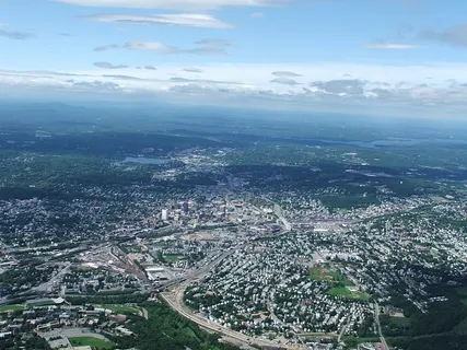 Aerial view of Worcester and the surrounding areas