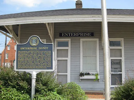 Downtown Enterprise's former Alabama Midland Railway depot, now the Depot Museum