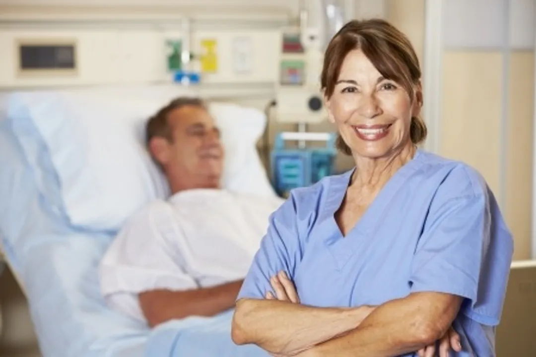 A smiling nurse with her patient