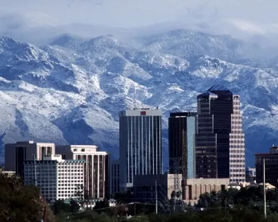 Downtown Tucson with the Santa Catalina Mountains in the background