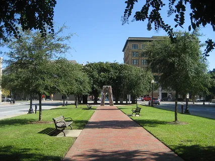 Linear park on Palafox Street, downtown Pensacola, Florida