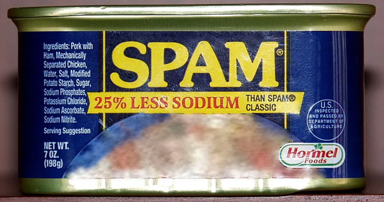 A can of actual spam represents the "job spam" that this article discusses