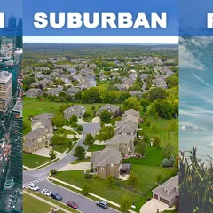 rural suburban urban