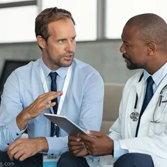 Doctor in conversation with consultant