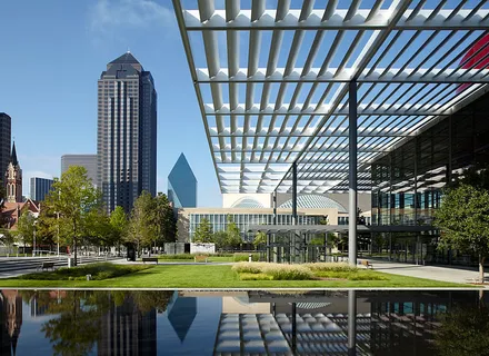 The Winspear Opera House and the Meyerson Symphony Center in the Downtown Dallas Arts District