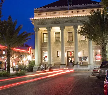 Downtown Gainesville at night.