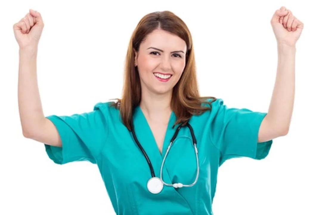 Happy, smiling nurse after successful interview