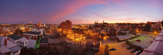 Portion of Macon skyline at night