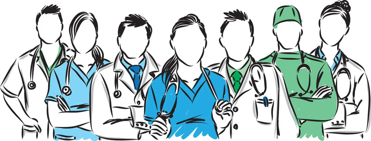 Artistic illustration of a healthcare team