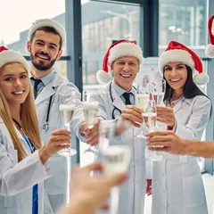 Group of doctors celebrating Christmas