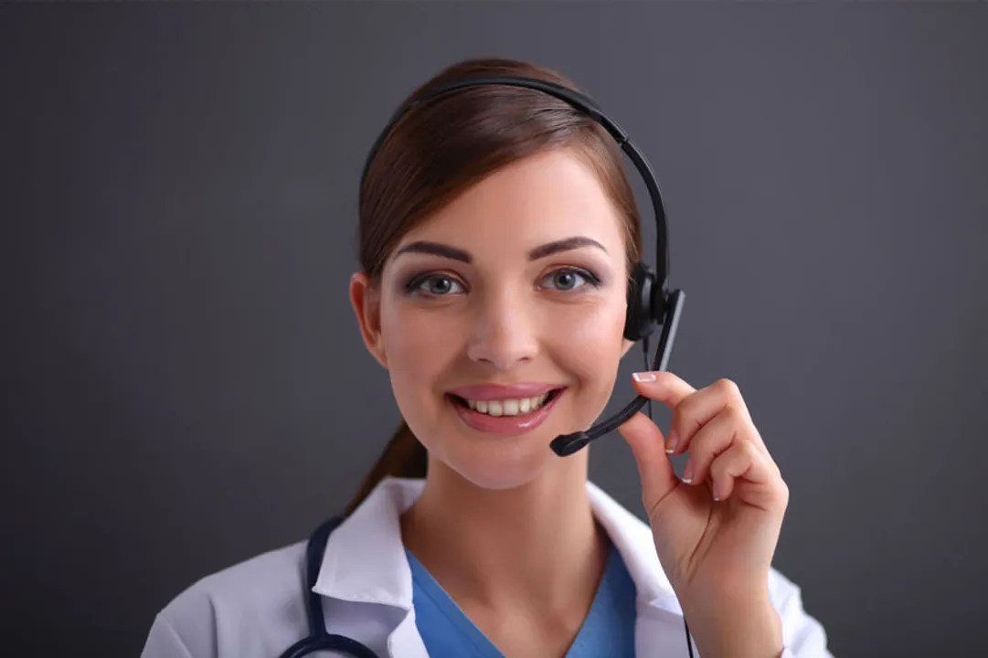 A female physician working in telemedicine