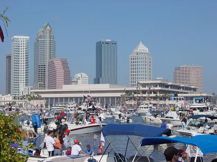 Downtown Tampa and Convention Center During Gasparilla Pirate Fest