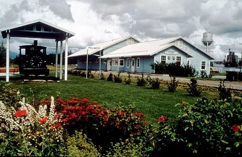 Palmer depot with a narrow gauge locomotive