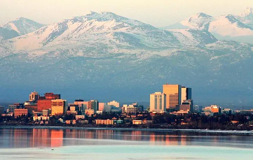 Downtown Anchorage in the evening