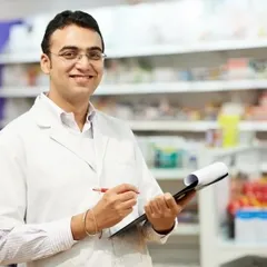 cheerful pharmacist