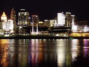 Night view of the Cincinnati Skyline