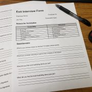 Exit interview forms on HR desk